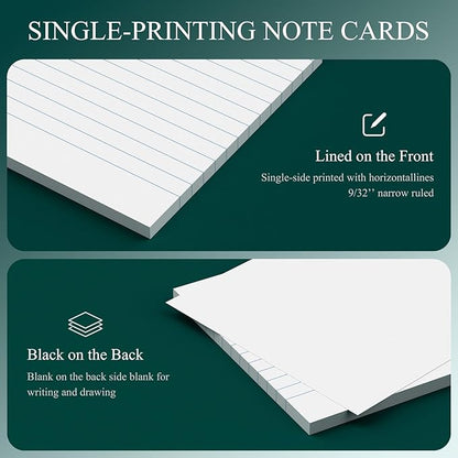 Index Cards 4x6 Lined Note Cards, 180 Count Flashcards for Studying, 4 x 6 Index Cards Ruled Flash Cards, Index Flashcards Lined on Front, Blank on Back, Ruled Notecards Bulk for School Office Home