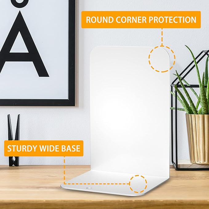 VFINE White Metal Bookends: 2 Pairs for Heavy Books and Shelves