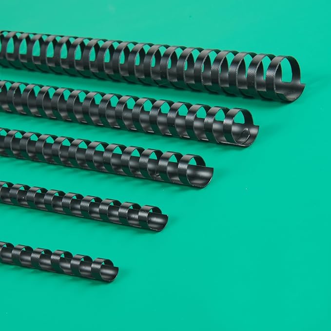 TOTiyea 100 Pack 19 Ring Binding Combs, Multi Sizes, 3/8 Inch, 1/2 Inch, 5/8 Inch, 3/4 Inch, 1 Inch, Letter Size, Black Binding Comb Spines Set