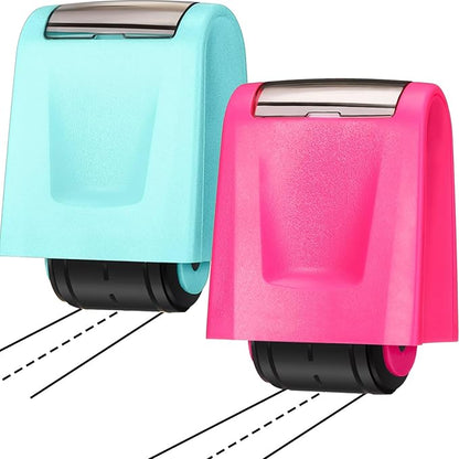 Sherr 2 Handwriting Line Stamp Roller Dashed Handwriting Lines Practice Roller Stamp for Kids, Teachers Kindergarten Education Classroom Back to School Need(2.72 x 2.44 x 1.54 Inch,Light Blue, Pink)