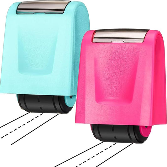 Sherr 2 Handwriting Line Stamp Roller Dashed Handwriting Lines Practice Roller Stamp for Kids, Teachers Kindergarten Education Classroom Back to School Need(2.72 x 2.44 x 1.54 Inch,Light Blue, Pink)
