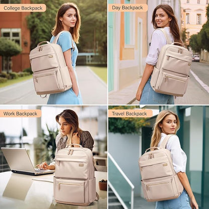 Laptop Backpack Work Bag: Fashion Travel Backpack for Women Fits 15.6 Inch Laptop Water Resistant Computer Backpack for College Teacher Nurse Business Large Capacity Casual Daypack