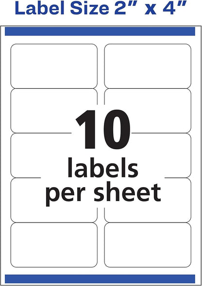 Avery Printable Shipping Labels with Sure Feed, 2" x 4", Glossy Crystal Clear, 100 Blank Mailing Labels (6522)