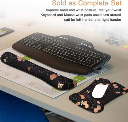 iCasso Ergonomic Mouse Pad with Wrist Rest, Keyboard Wrist Rest Mouse Wrist Rest, Made of Memory Foam, Easy Typing and Relieve Wrist Pain, Perfect for Computer Keyboard Office (A-Honeycomb)