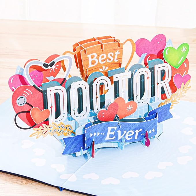 Liif Thank You Doctor 3D Greeting Pop Up Card, Thank You Card For Doctor, Nurse, EMTs, Healthcare Workers, Doctor Appreciation Gifts| With Message Note & Envelop | Size 7 x 5 Inch