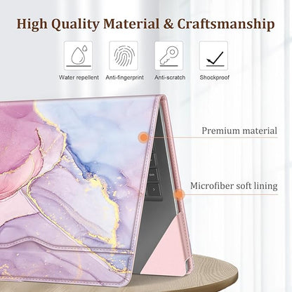 Fintie Sleeve Case for 12.4 Inch Microsoft Surface Laptop Go 3/2/1 (Model: 2013/1943), Premium PU Leather Protective Folio Book Cover with Large Pocket (Dreamy Marble)