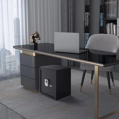 WASJOYE Fingerprint Biometric Safe Box, 2.0 Cu Ft Fireproof Safe Box with Finger Identification Key-Lock, Fingerprint Safe for Home Office Hotel Jewelry Document Passport Valuables Gun Safe Storage