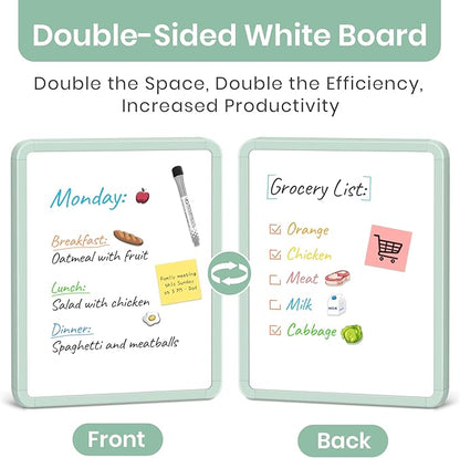 Small Double-Sided White Board Dry Erase Board for Wall, 14"x11" Hanging Whiteboard for Door, Mini Dry Erase Board with a Black Dry Erase Marker, Small Whiteboard for Kids Students, Back to School-G