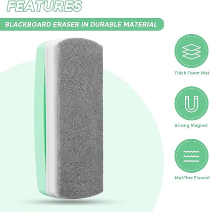 Ddaowanx Whiteboard Eraser, Magnetic Dry Erase Eraser, Glass Board Eraser,School and Office Supplies, Pack of 2 (Light Green)