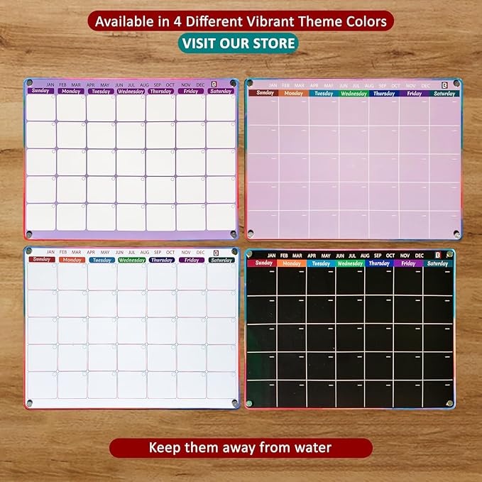 Pink Fridge Calendar - Acrylic calendar for fridge - 2 PCS Magnetic calendar for refrigerator | Monthly Planner, Weekly Planner with Removable template - 6 Dual Tip Vibrant Chalk Markers.