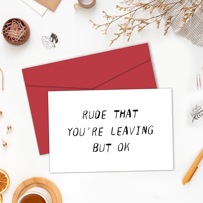 Heollaok Funny Coworker Leaving Card for Her Him, Rude Going Away Card for Women Men, Humor Farewell Card for Co-worker, New Job Card for Friend, Colleague Card for Working Partner