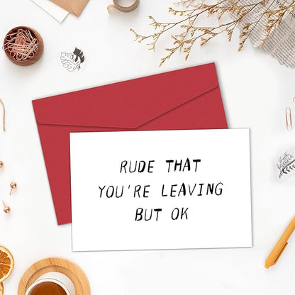Heollaok Funny Coworker Leaving Card for Her Him, Rude Going Away Card for Women Men, Humor Farewell Card for Co-worker, New Job Card for Friend, Colleague Card for Working Partner