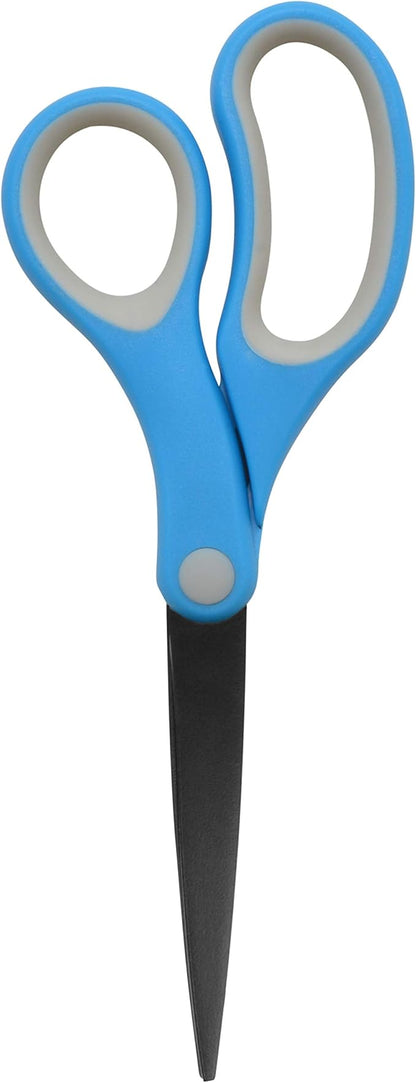 Westcott 55850 8-Inch Non-Stick Titanium Scissors For Office and Home, Blue/Gray, 2 Pack