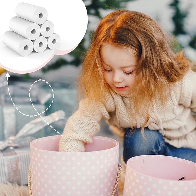 6 Rolls Kids Camera Instant Print Refill Paper Set, Phetium HD Printing Thermal Paper for Most Kids Instant Camera Photo Print (White-6 Rolls)