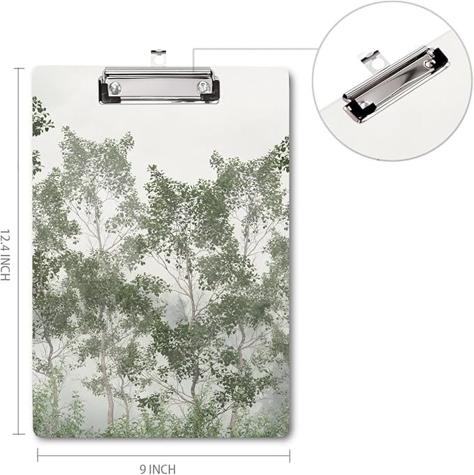 WAVEYU Cute Clipboard, Decorative Office School Fashion Hardboard Wood Nursing Clip Board for Standard A4 Letter Size for Students, Women,12.5"x 9", Green