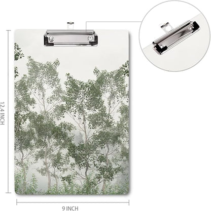 WAVEYU Cute Clipboard, Decorative Office School Fashion Hardboard Wood Nursing Clip Board for Standard A4 Letter Size for Students, Women,12.5"x 9", Green