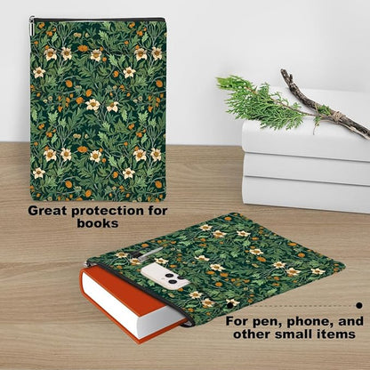Botanical Book Sleeve, Classic Flower Book Covers for Paperbacks, Floral Book Pouch Book Protector, Book Lovers Gifts for Women Girls Sister, Book Accessories Book Club Gifts Christmas Birthday Gifts