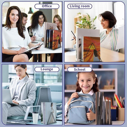 Goiio 4 Pcs Triangle File Holder, 5 Slot Metal Magazine Holder, for Office Home, Black