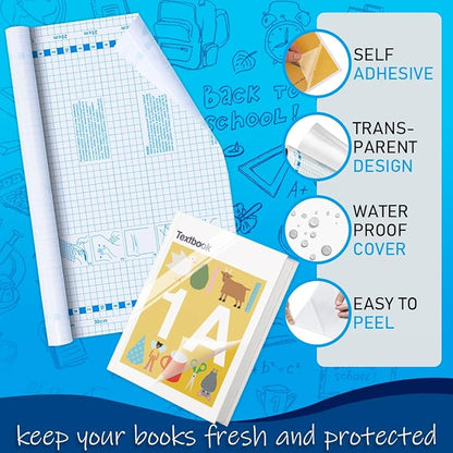 Chell Clear Contact Paper Roll for Books, 17.5 in x 20 ft Clear Self Adhesive Book Cover Paper Protector