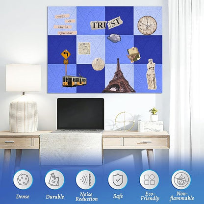 Large Cork Board for Walls with 30 Push Pins-48"X36", Easy to Peel&Stick Vision Bulletin Board Tiles, Black Poster Felt Board Supplies Set Home Office Classroom Corkboard Decor Self Adhesive