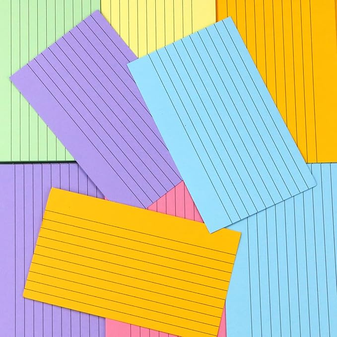 Bignc 600 Sheets Index Cards Colored, 3 X 5 Inch Ruled Color Note Cards for School, Home & Office, Multi Colors Flashcards, Colorful Notecards,Pink Index Card Ruled, Purple Lined Flash Cards