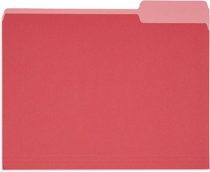 100 Blue Summit Supplies Red File Folders - Two-Tone Red Folders Letter Size with 1/3 Cut Tabs, Durable 11pt Paper, Holds Letter Size Documents, Red Folders Bulk