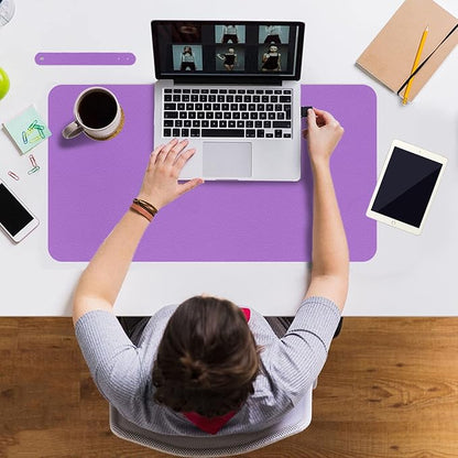 Boutilon Leather Desk Pad 24"x 14" Non-Slip Mouse Pad,Office Desk Mat,Waterprooft PU Leather Desk Blotter,Desk Pad Protector,Desk Writing Pad for Home Office Decor (S-Purple)