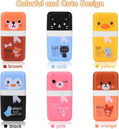 6 Pack of Pencil Erasers, Kids Eraser with Roller and Cover, Fun and Cute Animal Themed Eraser, Great Gift for Kid of Cute School Supplies
