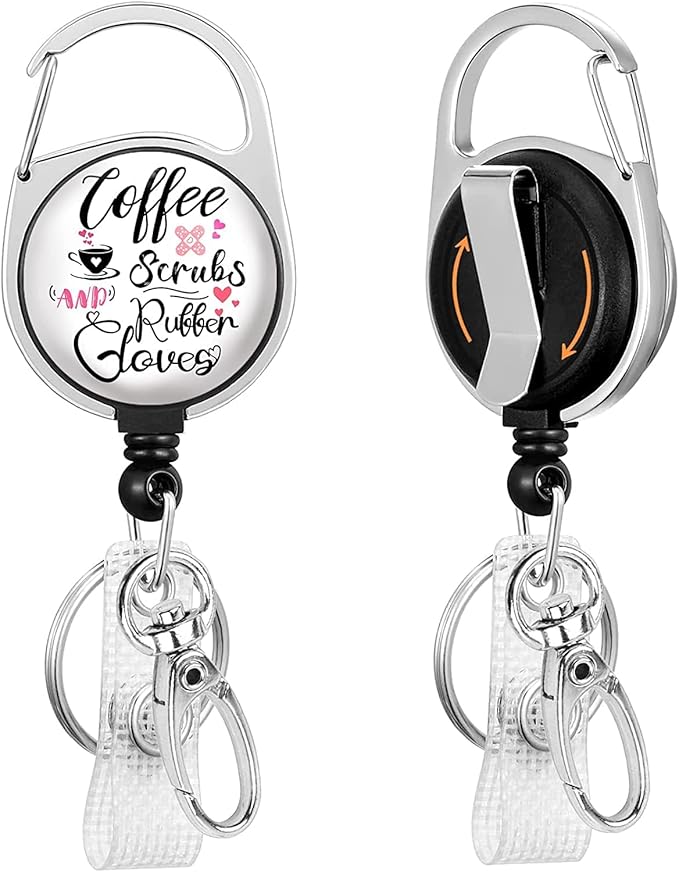 Gctriki Nurse Badge Reel Holder Retractable Heavy Duty with 360 Degrees Swivel Carabiner Belt Clip, Funny Id Badge Holders Badge Clips Retractable ID Card Holder for Nurses