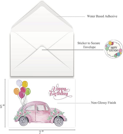 80 Unique Birthday Cards- Happy Cards Bulk With Greetings Inside – Assorted Envelopes and Stickers -Large 5 x 7 inches- Greeting Box Set