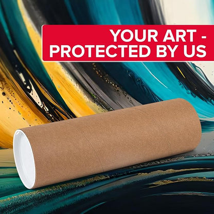 4" x 12" Reinforced Kraft Paper Mailing Tube, Pack of 1 Tube with 2 Caps – Secure USPS Approved Poster Tube – Cardboard Tube for Shipping and Storing Posters, Prints, Artwork, or Documents