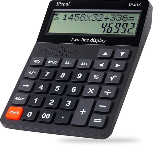 Desk Calculator, IPepul Basic Desktop Calculators Big Buttons and 2 Line Display, 4 Function Simple Calculator, Large Talking Calculator Office Supplies for Office Business School Students