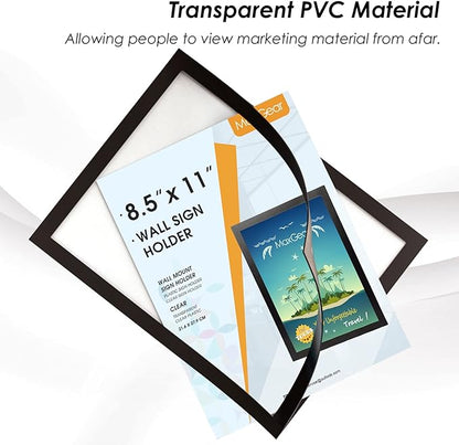 MaxGear Wall Mount Sign Holder 8.5 x 11, Self Adhesive Magnetic Display Picture Frames with Strong Magentic Border and Clear PVC, Document Poster Paper Wall Sign Holder for Home Office Store, 24 Pack