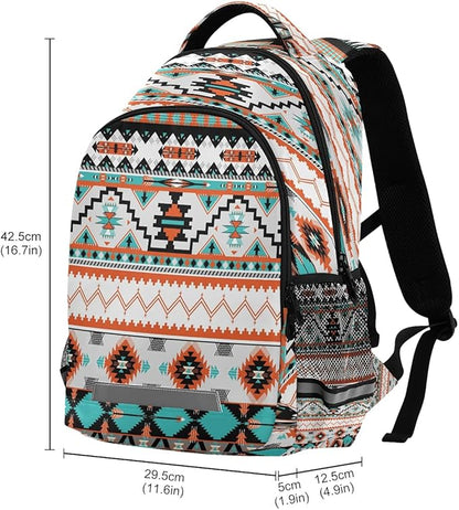 AUUXVA Ethnic Geometric Chevron Aztec Backpack School Bookbag Laptop Purse Casual Daypack for Teen Girls Women Boys Men College Travel 16.7x11.6x6.9 inch