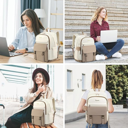 Cute Backpack,15.6 Inch Bookbag for Women,College Backpack for Women with USB Charger and Cute Wallet