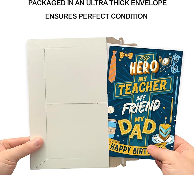 Prime Greetings Religious Birthday Card For Dad, Made in America, Eco-Friendly, Thick Card Stock with Premium Envelope 5in x 7.75in, Packaged in Protective Mailer