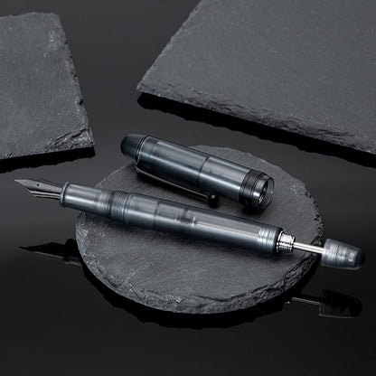 Asvine V126 Vacuum Filling Fountain Pen, Matte Black Acrylic Medium Nib, Large-Capacity Pen with Gift Case