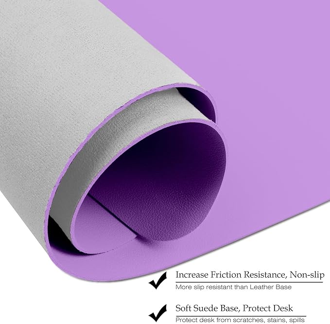 Boutilon Leather Desk Pad 47"x 24" Non-Slip Mouse Pad,Business Desk Pad,Extended Table Protector for Keyboard and Mouse,Desk Writing Pad for Office Home Working Decor (XXXL-Purple)