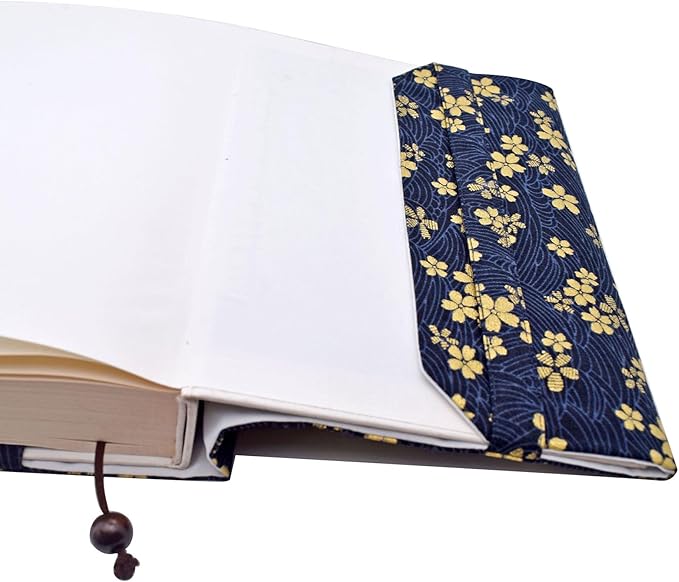 BLBMH A5 Book Cover for Paperbacks- Adjustable Fabric Book Sleeve Cover Protector Fit for 5.5x8.2 inch Hardcover Softcover Book Novels Notebook -Blue Cherry Blossoms