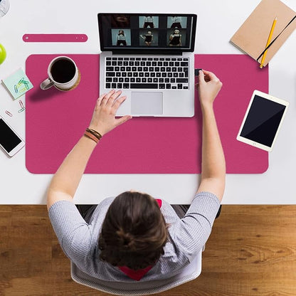 ‎Boutilon Leather Desk Pad 35"x 17" Non-Slip Mouse Pad,Office Desk Mat,Waterprooft PU Leather Desk Blotter,Desk Pad Protector,Desk Writing Pad for Home Office Decor (L-Rose Pink,35"x 17")