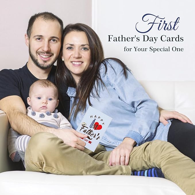 FaCraft Happy 1st Fathers Day Card for New Dad Dad to Be Expecting Fathers, 4 x 6 Happy First Fathers Day Gift Card with Envelope from Wife Daughter Son Baby Boy Girl