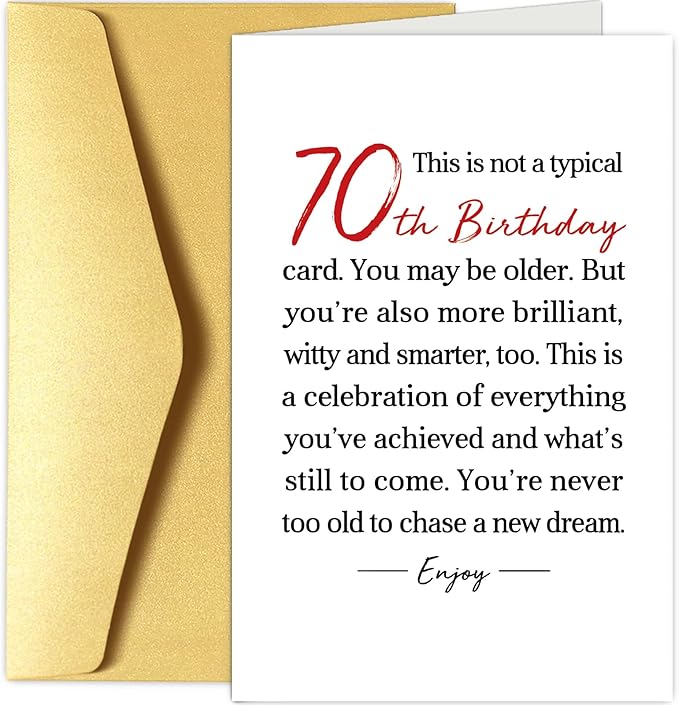 Chenive 70th Birthday Card for Him Her, Uplifting 70 Years Old Birthday Card for Men Women Friend, Funny 70th Birthday Card for Mom Dad Grandpa Grandma Husband Wife