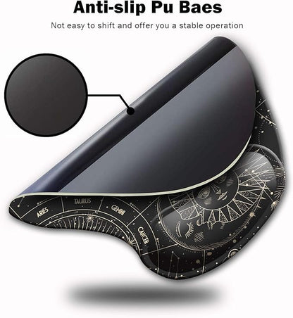 DOOKE Ergonomic Mouse Pad with Wrist Support, Cute Mouse Pads with Non-Slip Rubber Base for Home Office Working Studying Easy Typing & Pain Relief Moon Sun