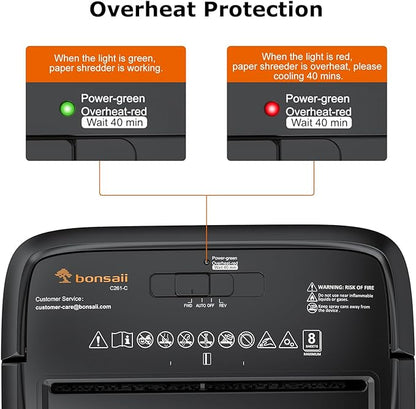 Bonsaii Paper Shredder, 8-Sheet Crosscut Shredder with 4.2 Gallon Bin Shred Credit Card/Mail/Staple/Clip, P-4 Security Level Document Shredder with Handle for Home Office (C261-C)