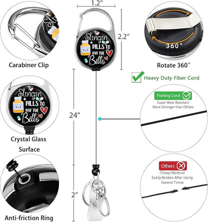 Pharmacy Pharmacist Chill Pill Lanyards for Id Badges, Cute Funny Badge Reel Heavy Duty with Carabiner Clip, Fashionable ID Badge Holder with Breakaway Lanyard, Teacher Nurse Office Christmas Gifts