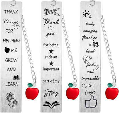 3PC Teacher Bookmark Best Teacher Gift Thank You Gift for Teacher 3PC Teacher Leaving Gifts Retirement Appreciation Gifts from Student