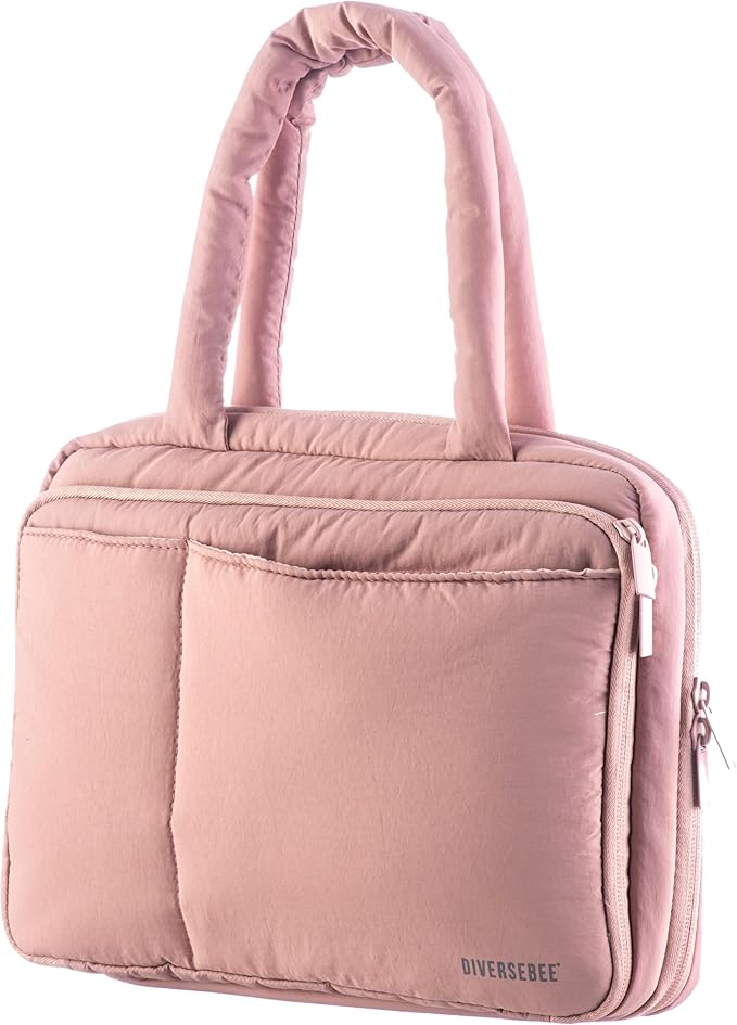 DiverseBee Large Bible Cover with Handles, Bible Carrying Case for Women, Bible Tote Bag, Book Cover, Bible Accessories Gift (Pink)