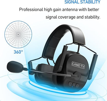 Came-TV Kuminik8 1.9GHz Wireless Intercom Headset System Noise Cancellation Zero Latency Full Duplex 3 Person Team Communication with Hardcase for Church Boating TV Film Production Drone