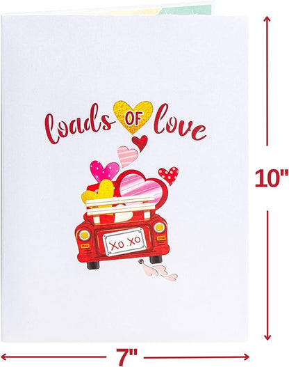 Paper Love 3D Loads of Love Pop Up Card, With Detachable Popup Keepsake, Gift for Birthday, Anniversary, All Occasion - Oversized 10" x 7" Cover - Includes Envelope and Note Tag