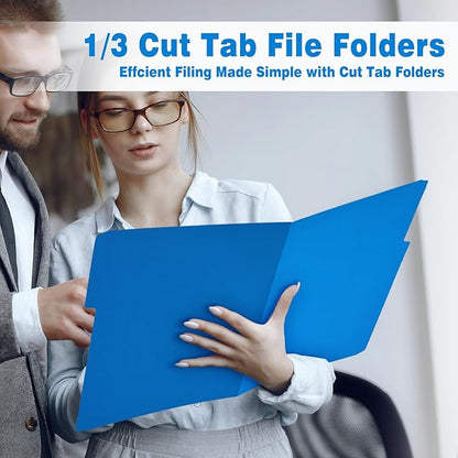 File Folders,IntoJoy 120 Pack Colored File Folder Letter Size, 1/3 Cut Tab Filing Folders for Office School Business File Document Organization,Blue